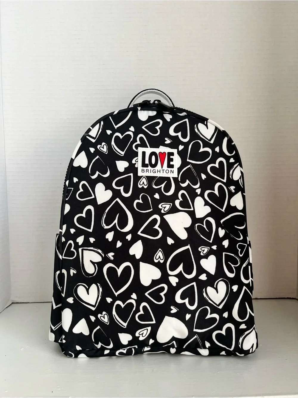 Brighton Black & White Heart Print Kids Jacket Backpack